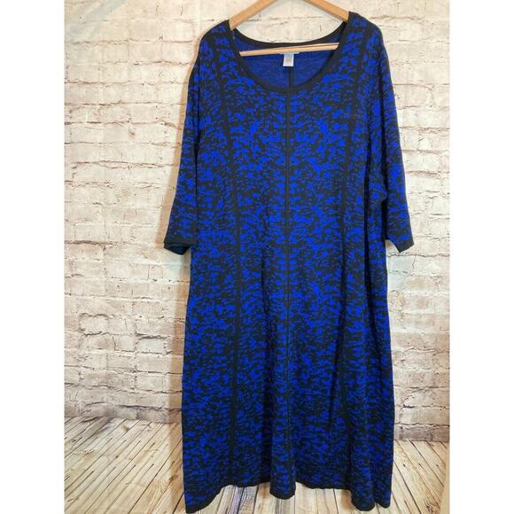 Catherines Sweater Dress Womens 4X Cobalt Blue Midi Cotton Stretch Flowy Plus - Picture 1 of 11